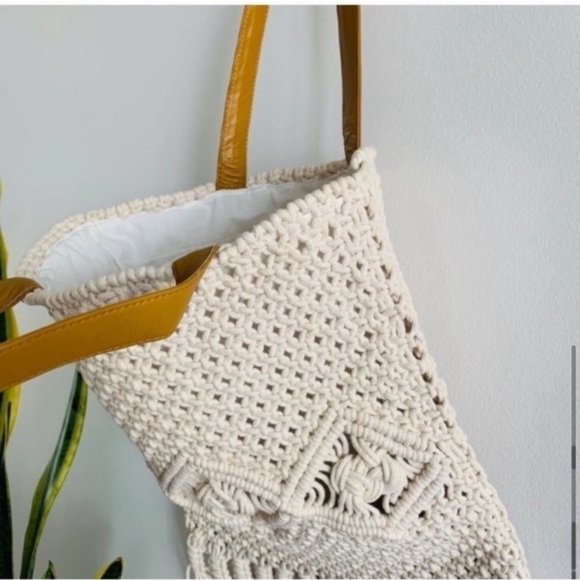 NEW Boho Chic Macrame Woven Shoulder Fringe Shopper Tote Bag - Picture 12 of 16
